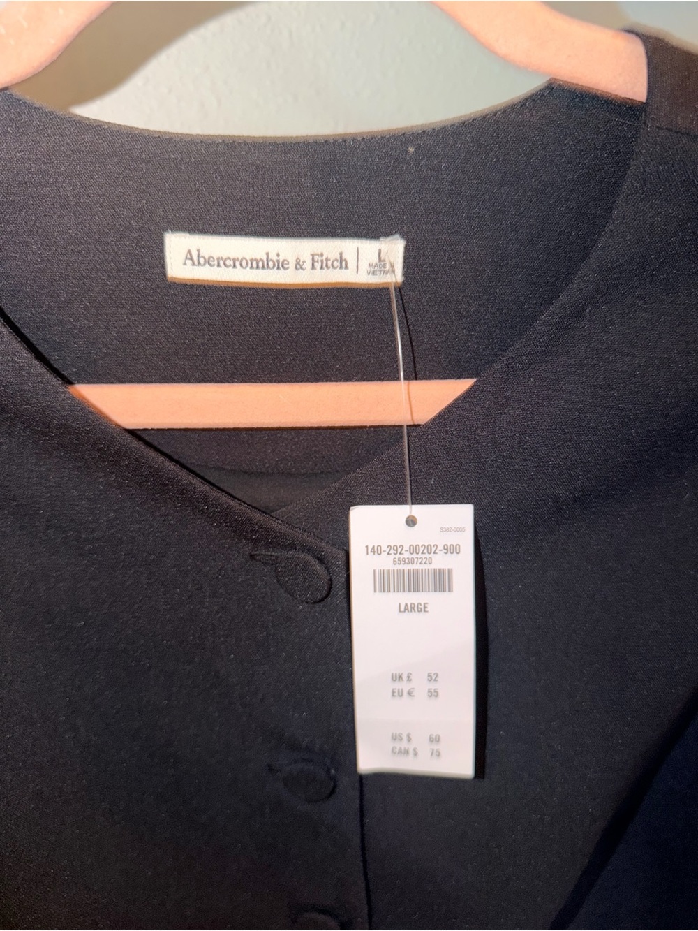 Abercrombie & Fitch Black Tailored Button Vest - Picture 2 of 3